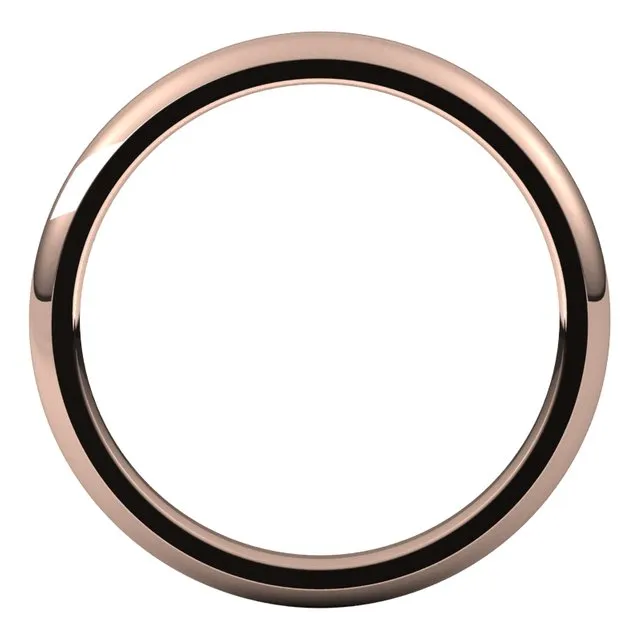 10K Rose Gold Domed Comfort Fit Wedding Band, 2.5 mm Wide