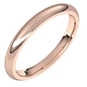 10K Rose Gold Domed Comfort Fit Wedding Band, 2.5 mm Wide