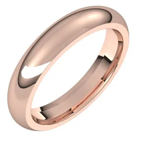 14K Rose Gold Domed Comfort Fit Wedding Band, 4 mm Wide
