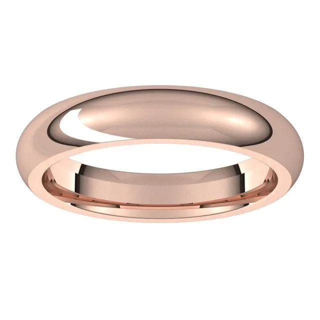 14K Rose Gold Domed Comfort Fit Wedding Band, 4 mm Wide