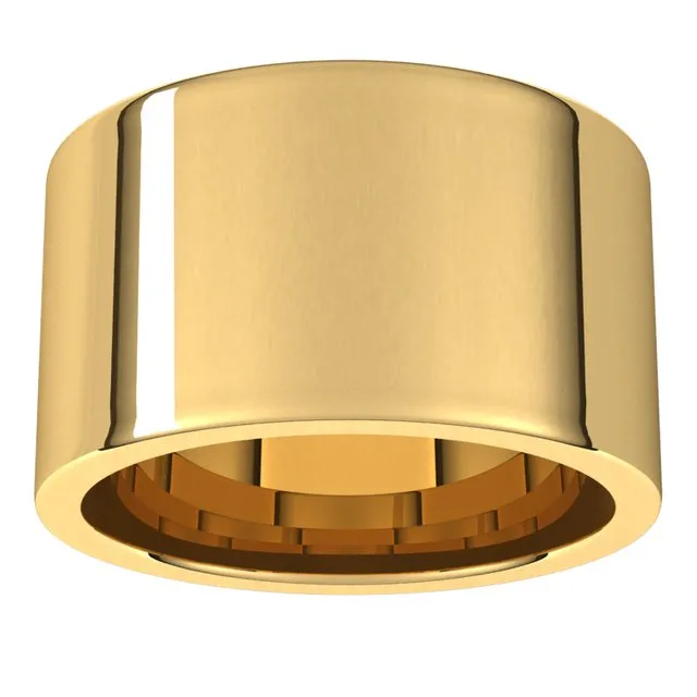 14K Yellow Gold Flat Comfort Fit Wedding Band, 12 mm Wide