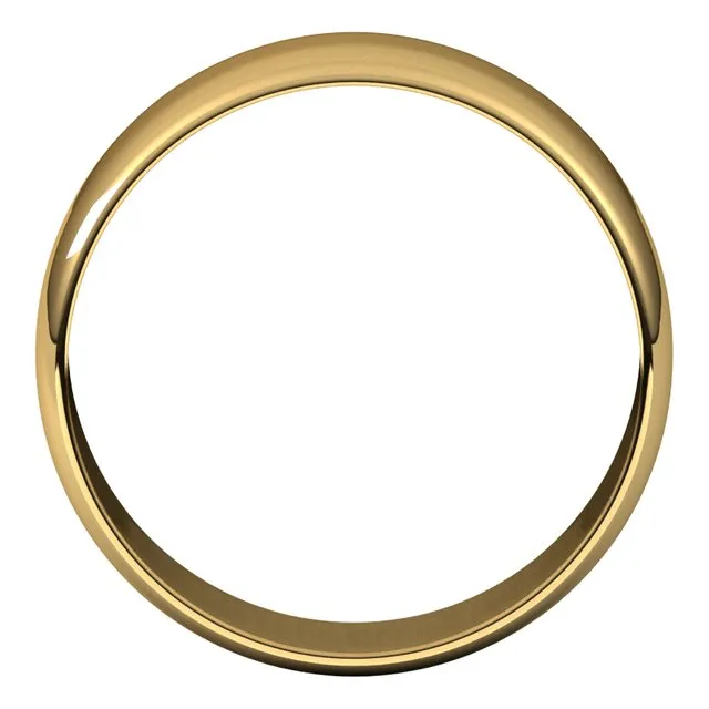 14K Yellow Gold Half Round Ultra-Light Wedding Band, 7 mm Wide