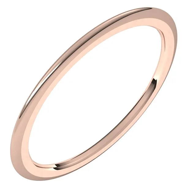 18K Rose Gold Domed Comfort Fit Wedding Band, 1 mm Wide