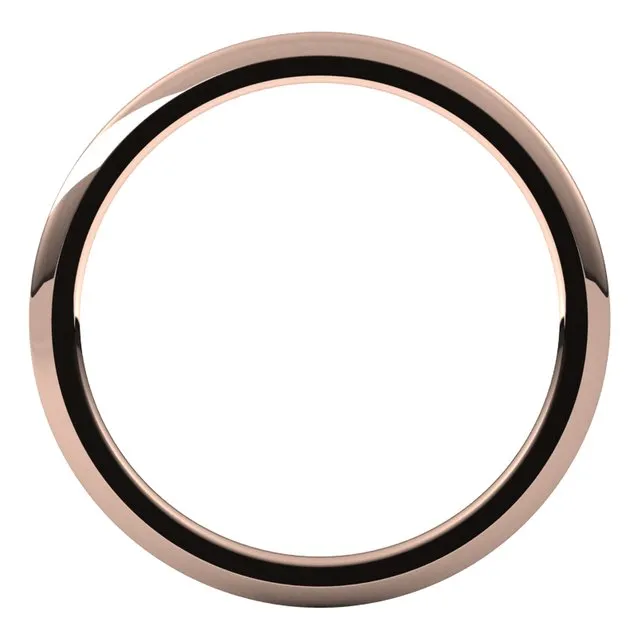 18K Rose Gold Domed Comfort Fit Wedding Band, 1 mm Wide