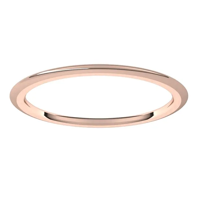 18K Rose Gold Domed Comfort Fit Wedding Band, 1 mm Wide