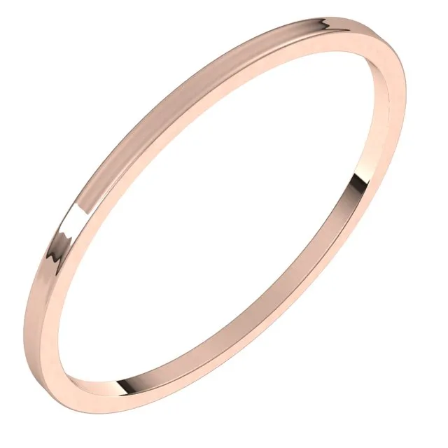 18K Rose Gold Flat Ultra-Light Wedding Band, 1 mm Wide