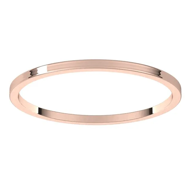 18K Rose Gold Flat Ultra-Light Wedding Band, 1 mm Wide
