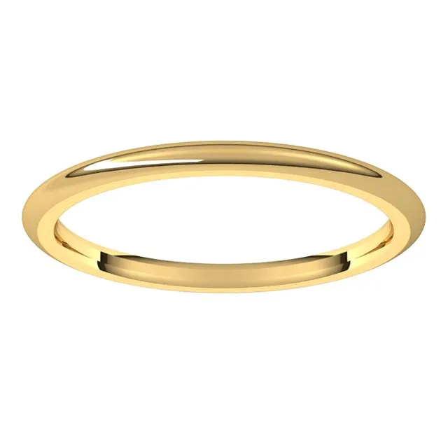18K Yellow Gold Domed Comfort Fit Wedding Band, 1.5 mm Wide
