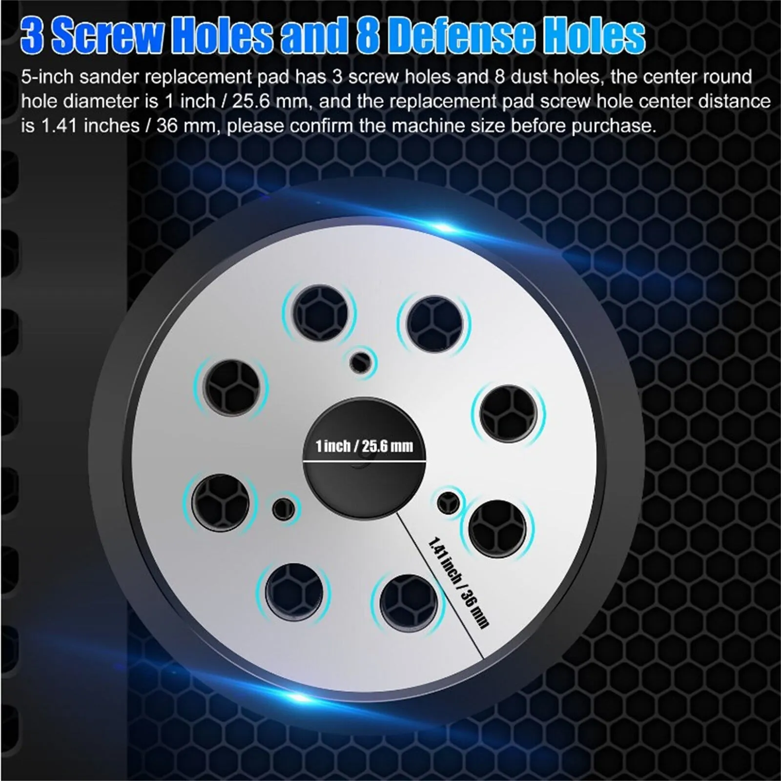 5 Inch 8 Hole Hook Loop Sander Pad Compatible For DW4388 DW423