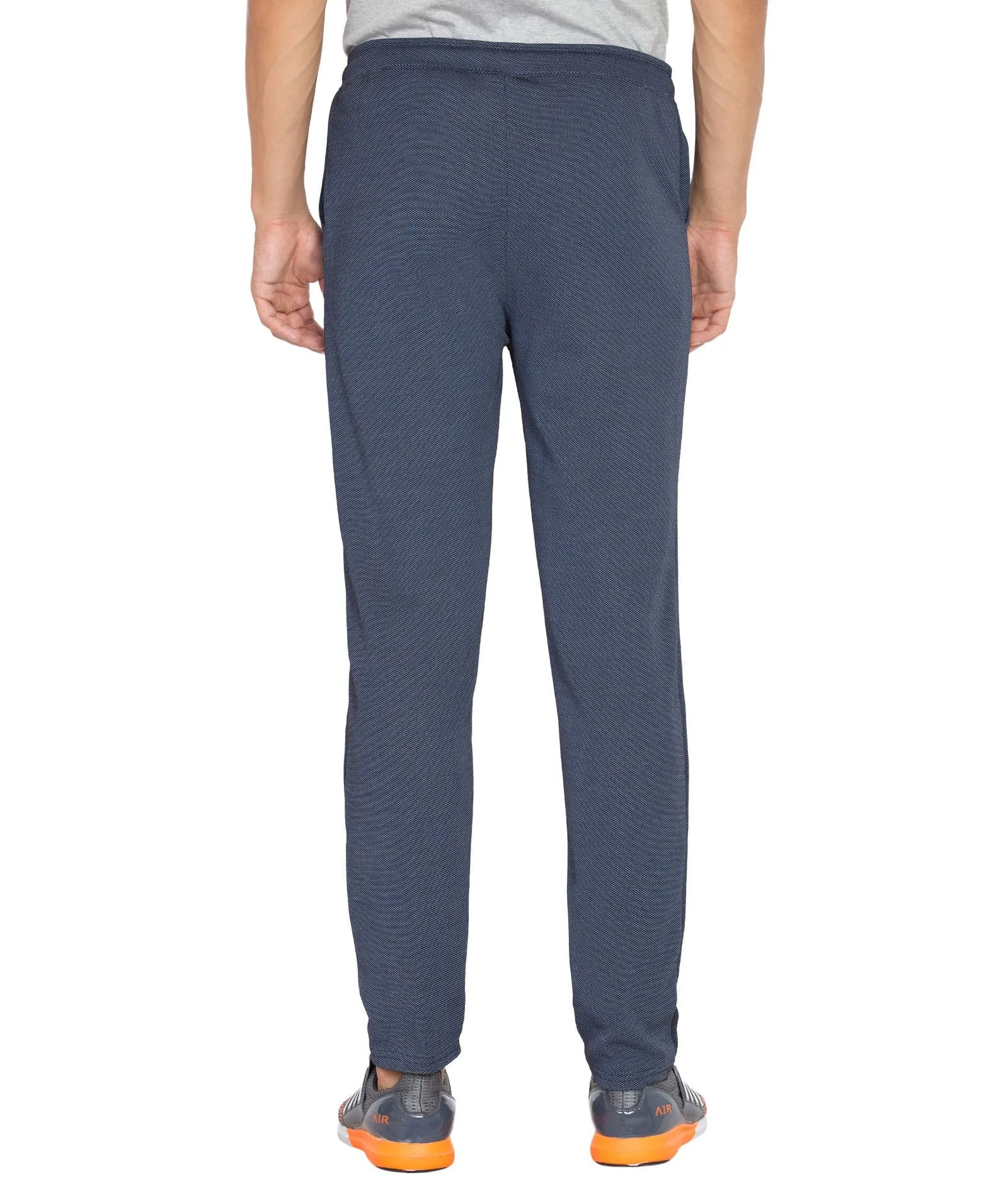 American-Elm Men's Printed Navy Blue Dri Fit Slim Fit Running Track Pant