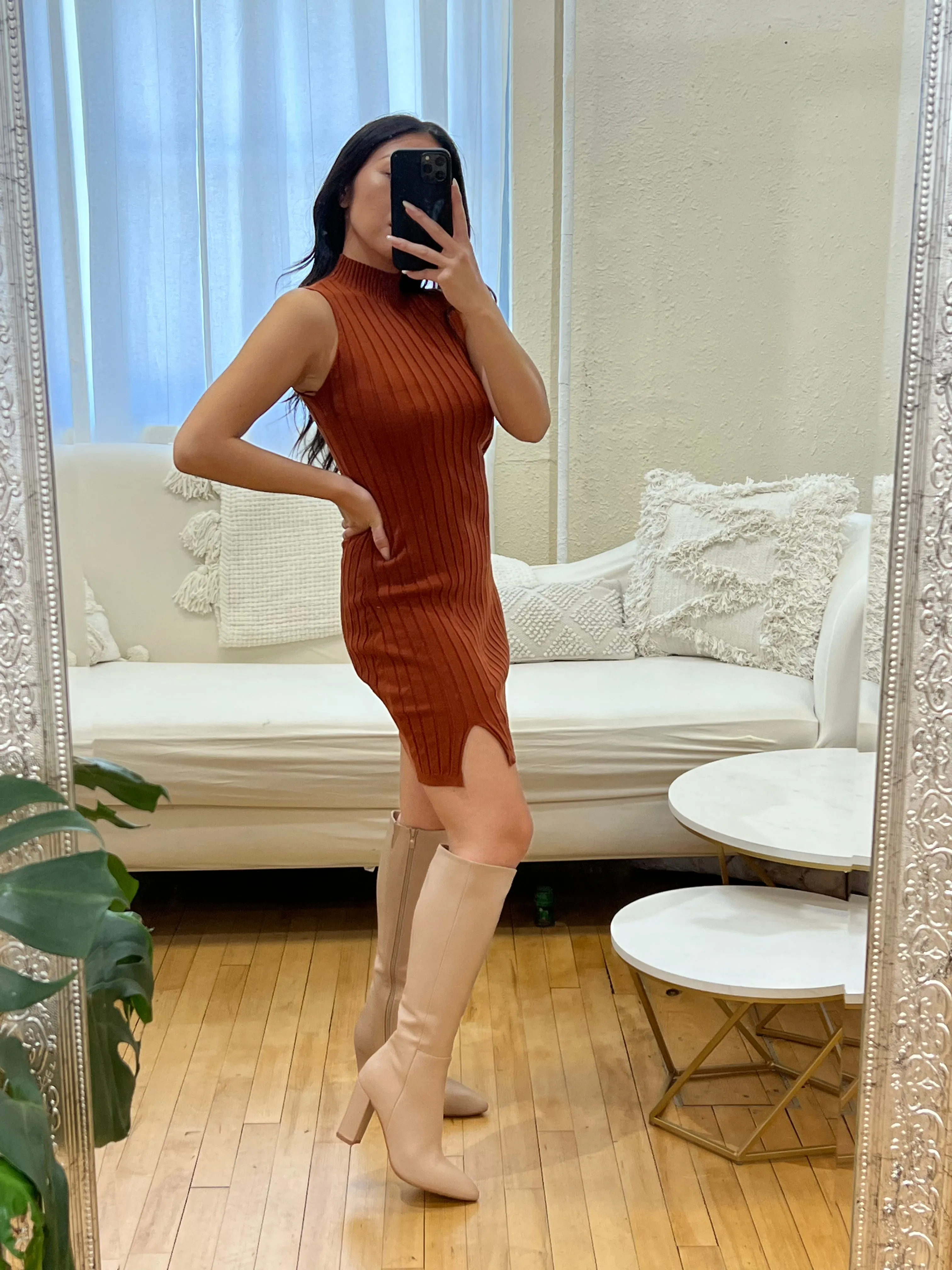 Brazil Knee High Boots Nude