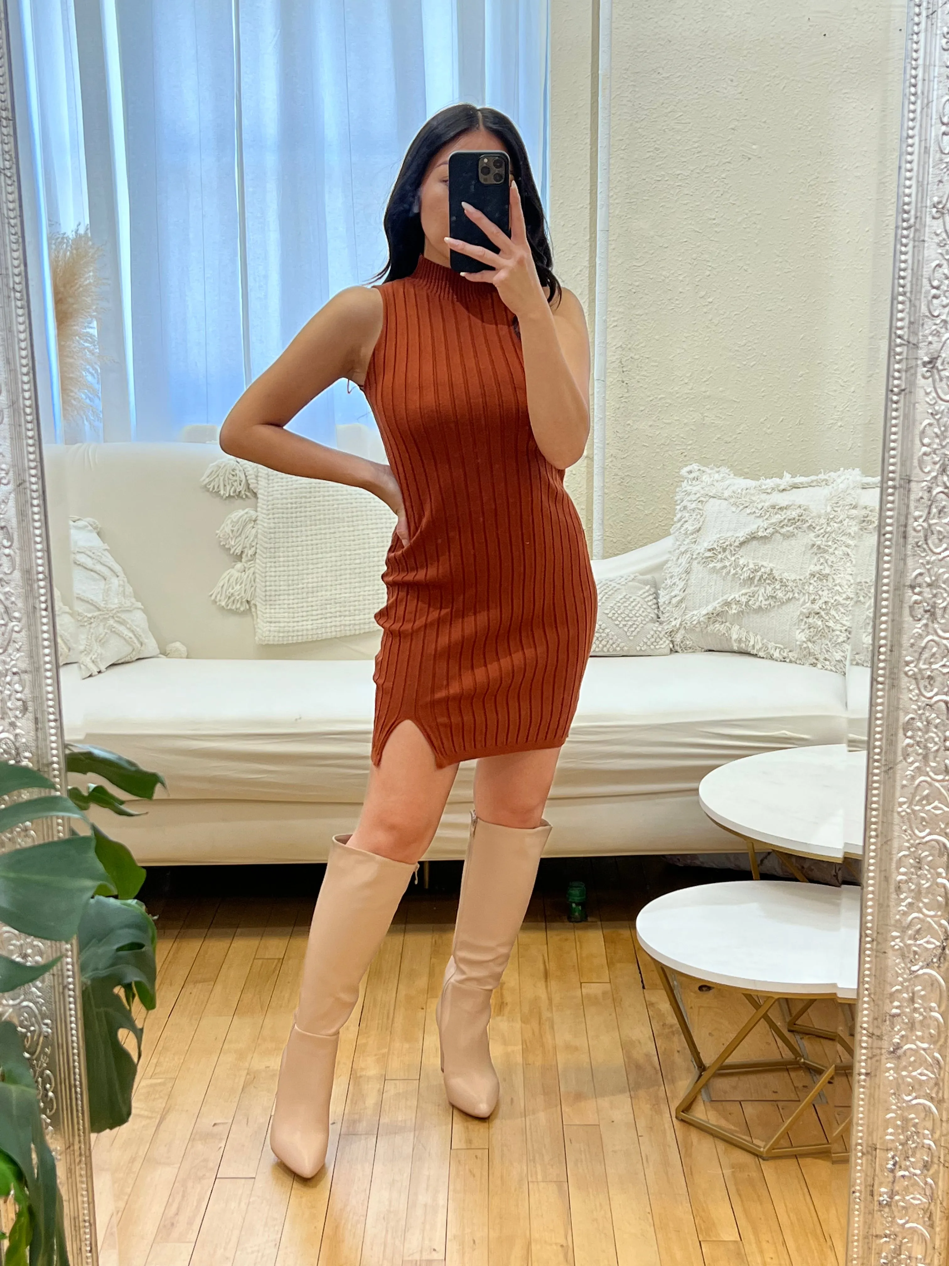 Brazil Knee High Boots Nude