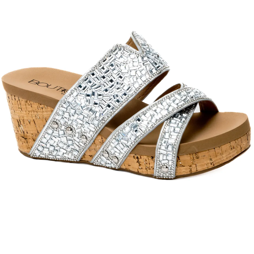 Corkys "Sparkler" Embellished Wedge Slip On  (Silver)