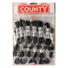 County Shoelaces Flat Black - Sleeve of 24