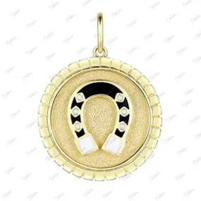 Diamond Enamel Horseshoe Pendant 22mm