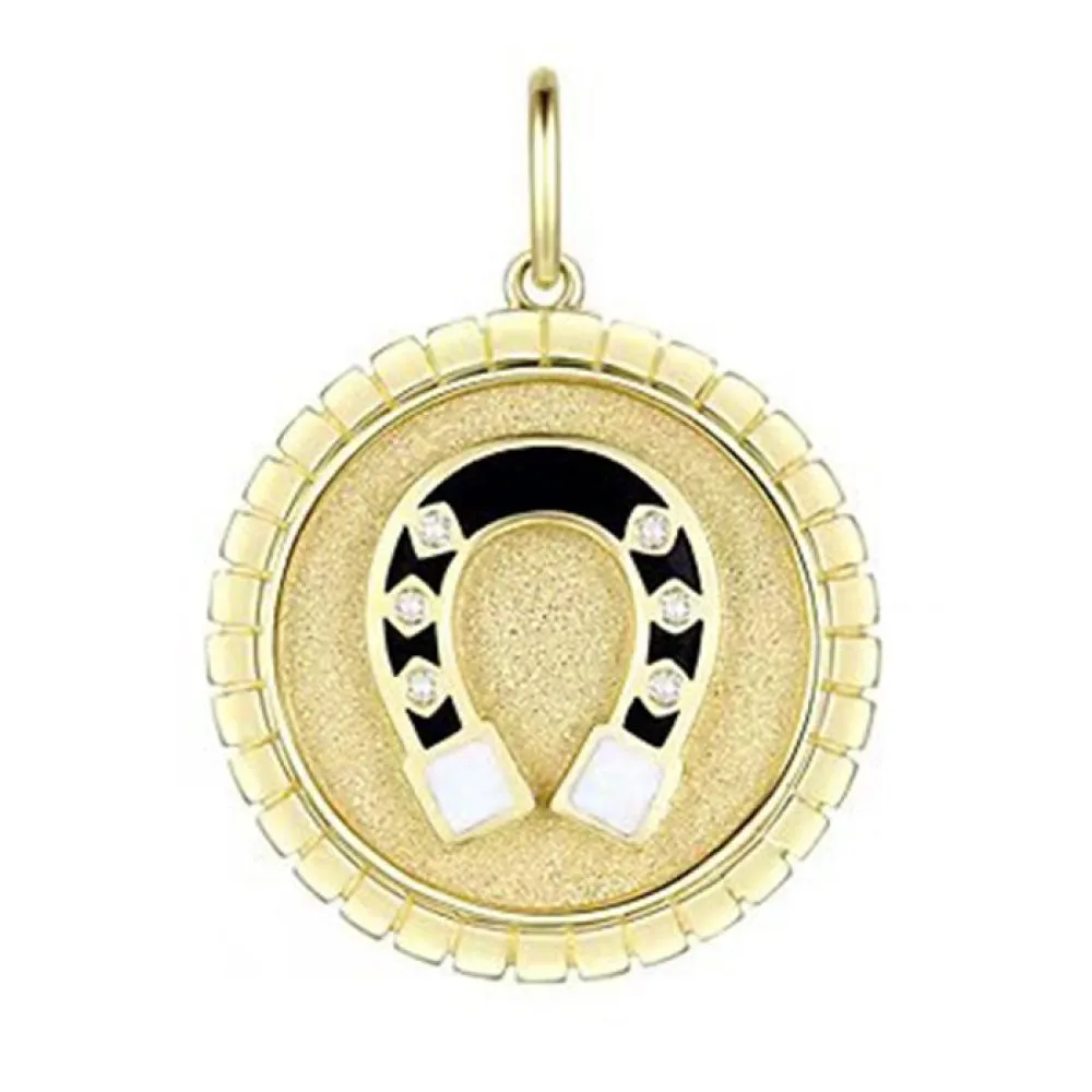Diamond Enamel Horseshoe Pendant 22mm