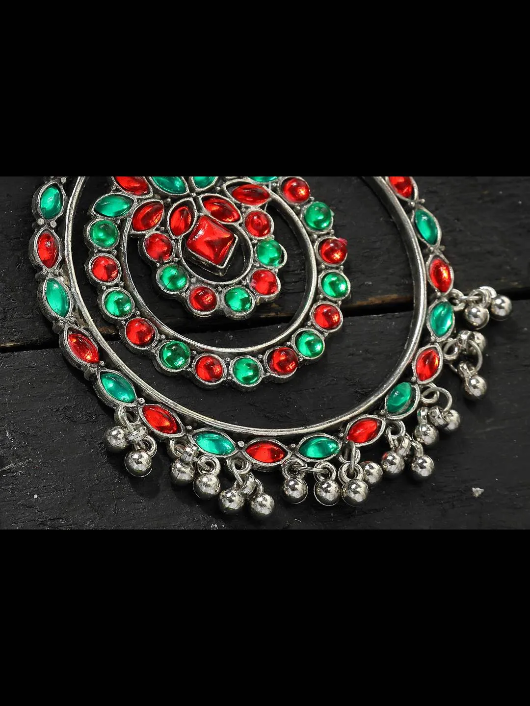 Johar Kamal Traditional Multi color circles Earrings with Kundan Jhumkas Jker_085