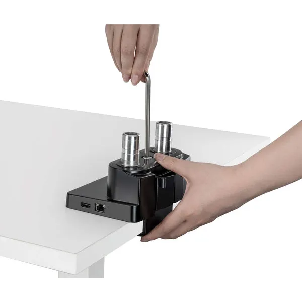 Manhattan Aluminum Gas Spring Dual Monitor Desk Mount with 8-in-1 Docking Station