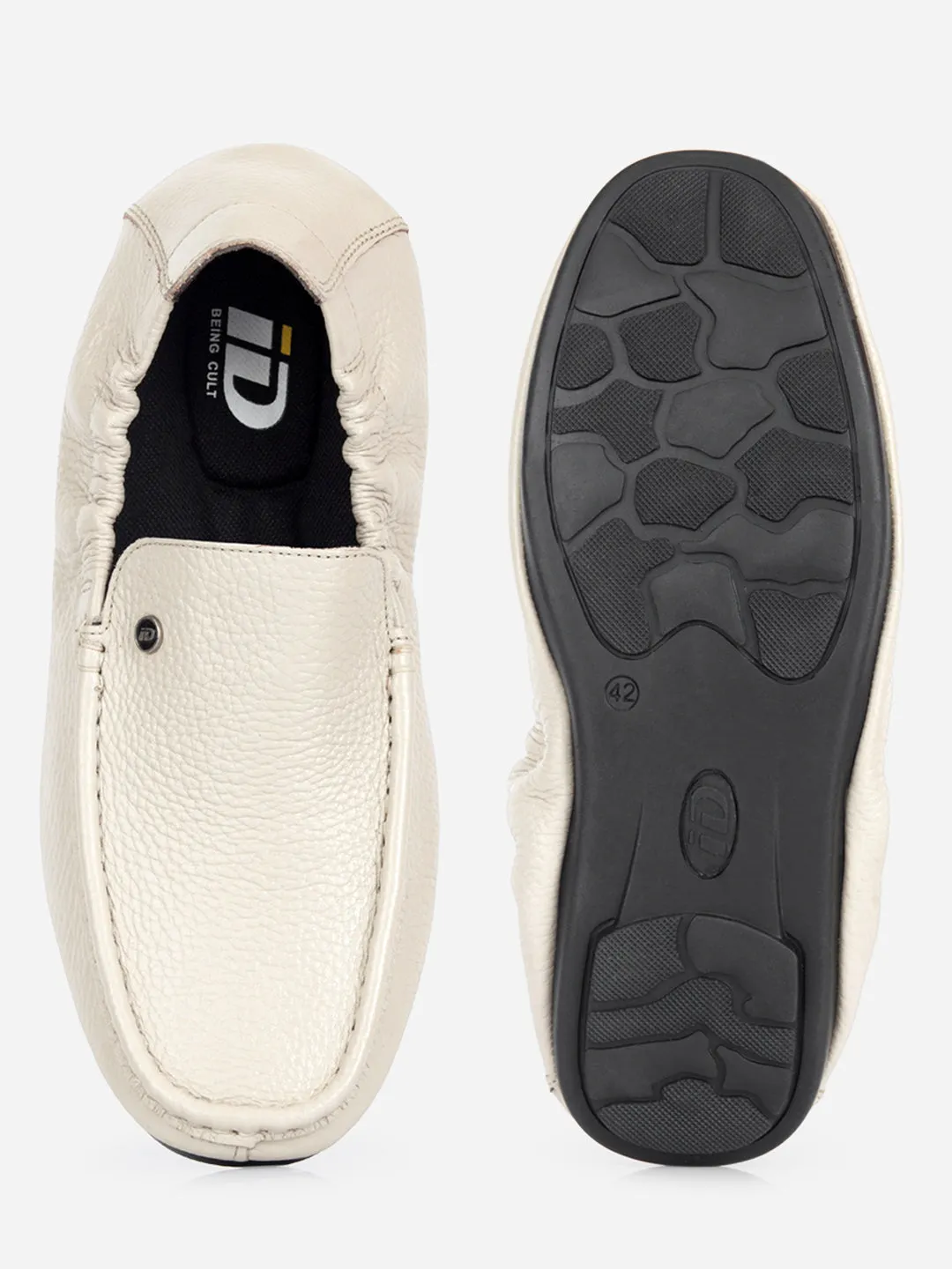 Men's Beige Elastic Collered Snug Fit Slip On (ID3057)