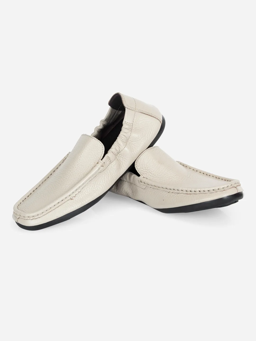 Men's Beige Elastic Collered Snug Fit Slip On (ID3057)
