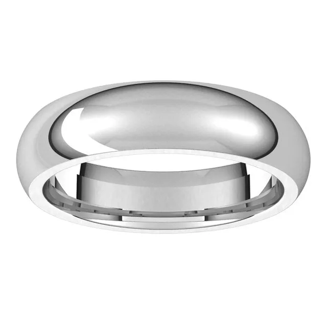 Palladium Domed Comfort Fit Wedding Band, 5 mm Wide