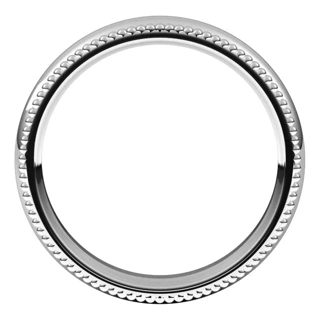 Platinum Beaded Comfort Fit Wedding Band, 4 mm Wide