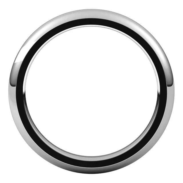 Platinum Domed Comfort Fit Wedding Band, 3 mm Wide