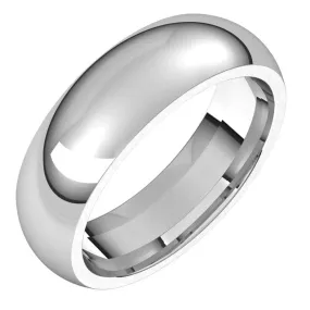 Platinum Domed Comfort Fit Wedding Band, 6 mm Wide