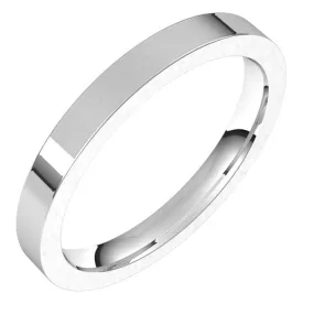 Platinum Flat Comfort Fit Wedding Band, 2.5 mm Wide