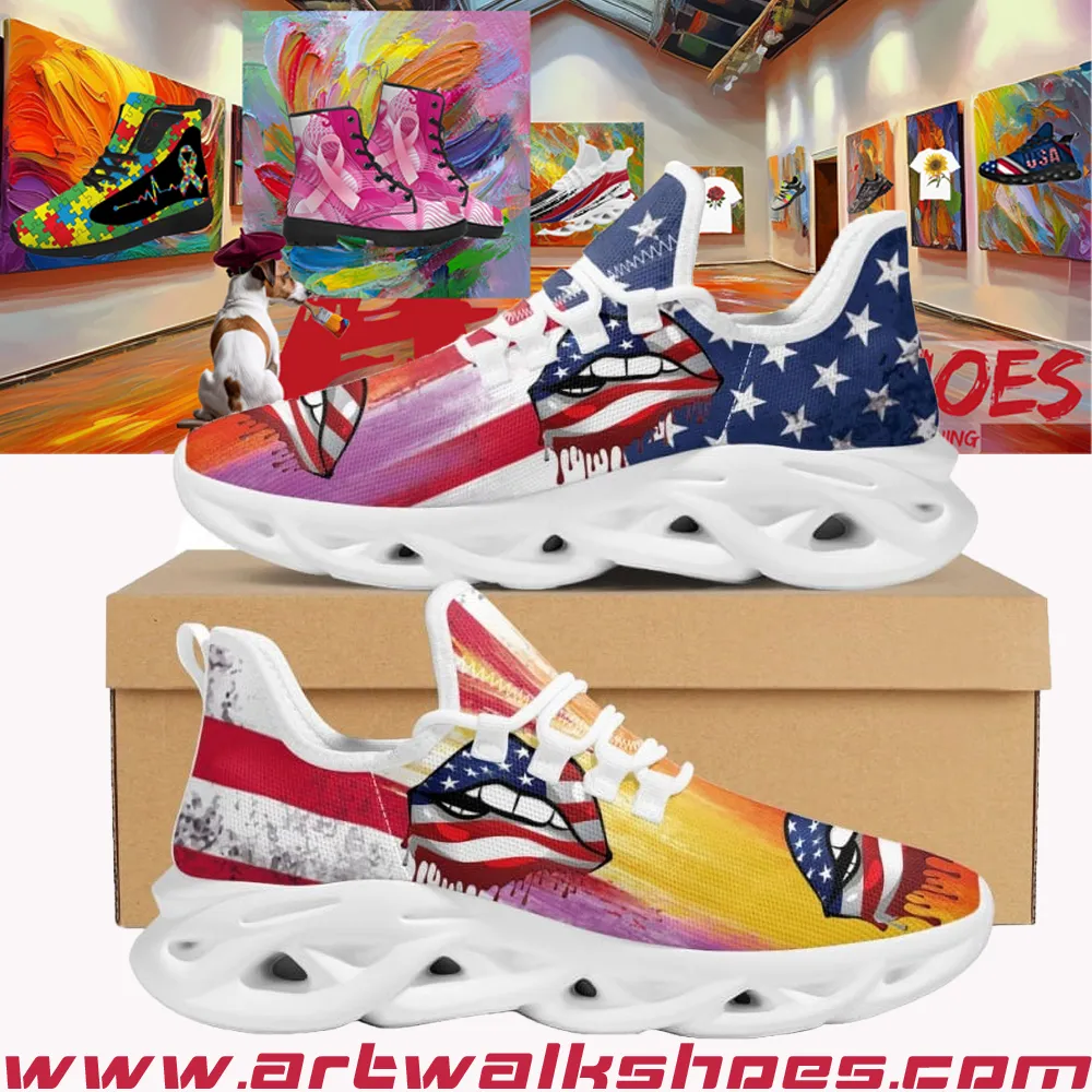 USA Color Lips Print on Demand Artwork Max Sole Athletic Shoes (Unisex)