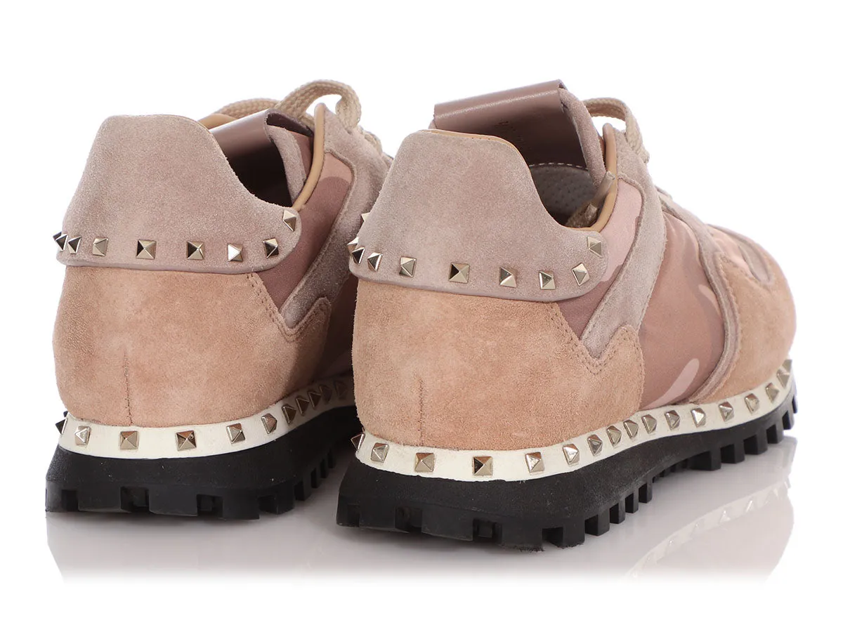 Valentino Suede and Camo Rockstud Sneakers