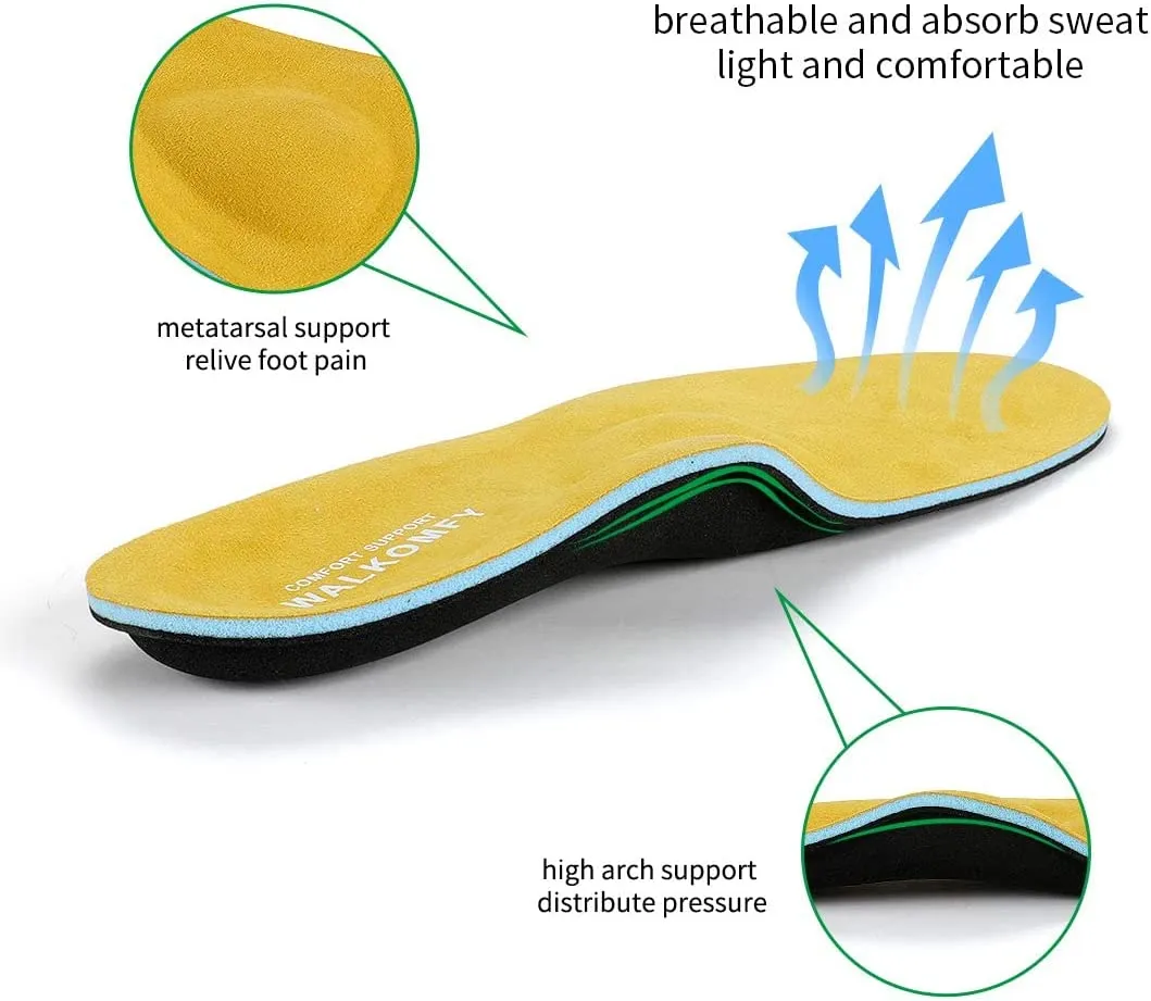 Walkomfy Full Length Orthotic Inserts Arch Support Insole | Insert for Flat Feet