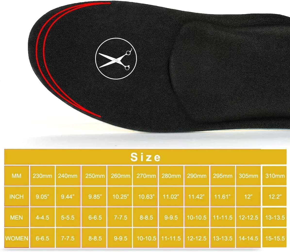 Walkomfy Full Length Orthotic Inserts Arch Support Insole | Insert for Flat Feet
